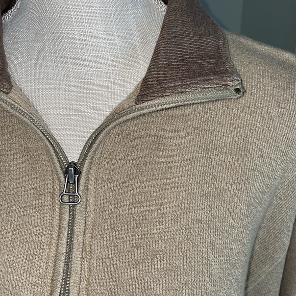 Mens tan or camel color large long sleeve 1/4 zip pullover. - Picture 5 of 11